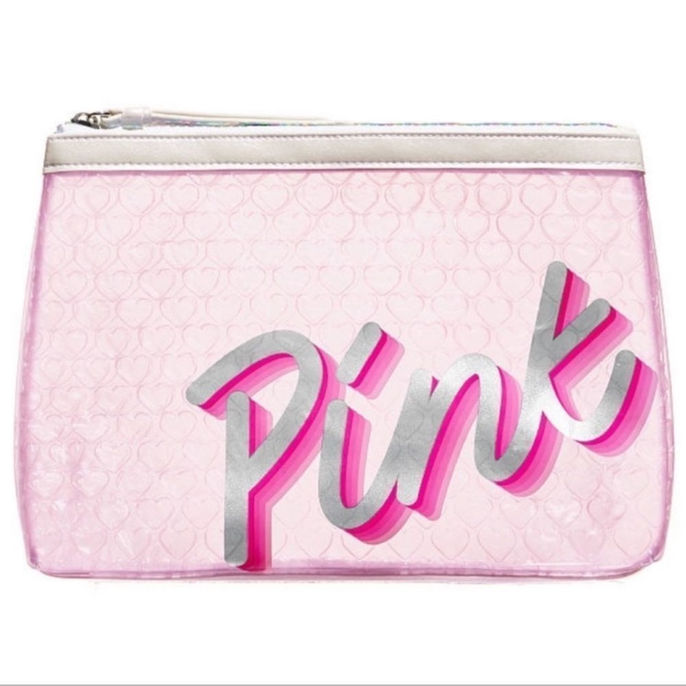 Last💕Pink Victoria’s Secret Bubble Heart Beauty Bag